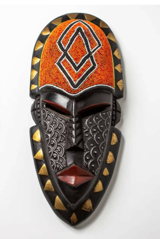 Hand-Carved Wooden Face Mask Sculpture