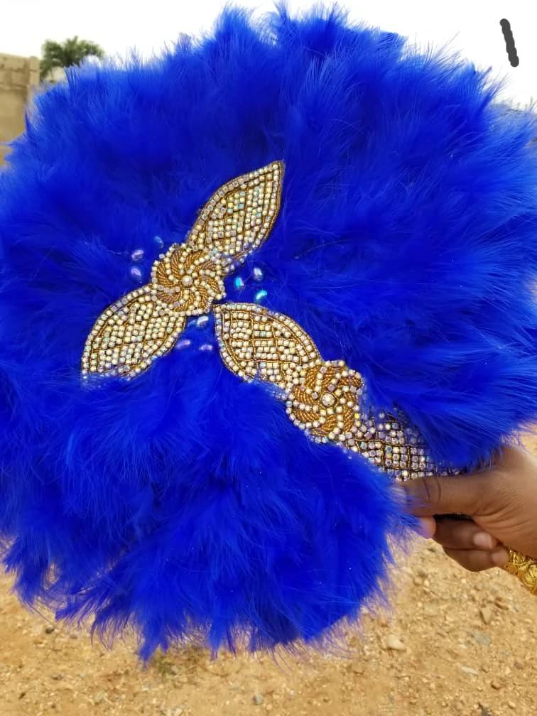 Perfect Doris African Traditional Feather Bridal Fan