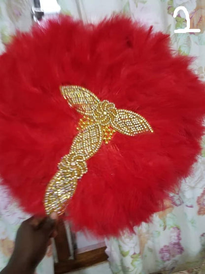 Perfect Doris African Traditional Feather Bridal Fan