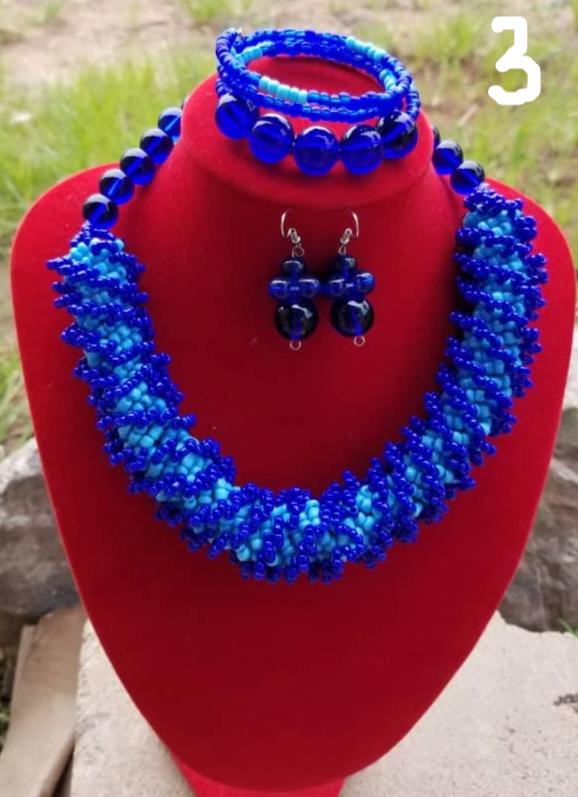 Perfect Doris Authentic African Hand Beaded Twist Jewelry set